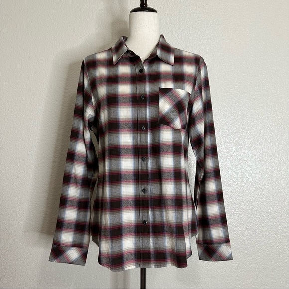 NWOT Pendleton 100% Cotton Women's Pink Gray Plaid Button Down Shirt, Sz Medium - Picture 1 of 13